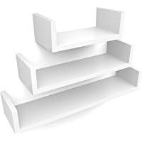 SONGMICS Set de 3 Estantes de Pared- Estantes Flotantes- 30-45-60 cm- Acabado Brillante- Decorativos- Creativos- para…